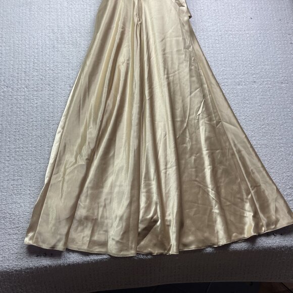 Vintage Aspeed Satin Gold Maxi Dress Women’s Size M Evening Gown Party Formal - Picture 12 of 12